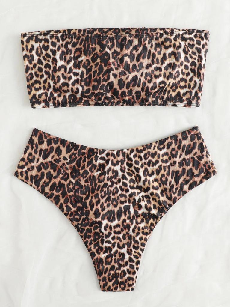 2023 Nowy Seksowny Strój Kąpielowy Bikini Bandeau z Wysokim Stanem i Rozcięciem Dostępny w Magazynie