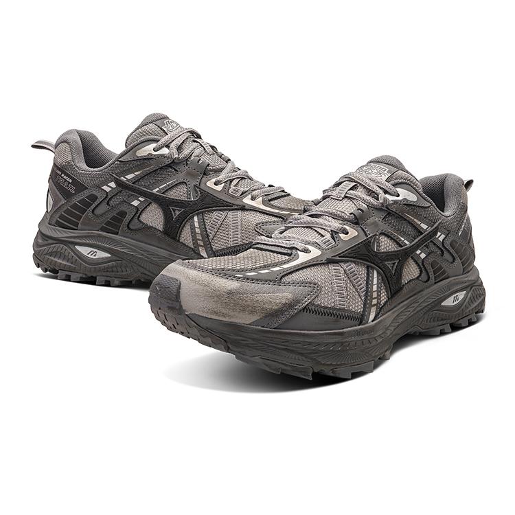 Mizuno Racer Trail Breathable Low top Running Shoes Unisex Gray Black D1GH223811