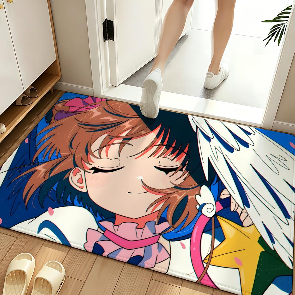 Anime M-Magical S-Sakura Floor Mat Soft Flannel Floor Mat Suitable for Entryways, Living Rooms, Bedrooms, and Bathrooms