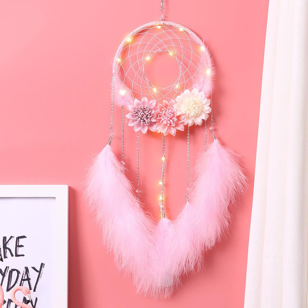 Moonlit Flower Language Dreamcatcher Pendant Bedroom Girl Room Decoration Creative Weaving Feather Wind Chime Blossoms