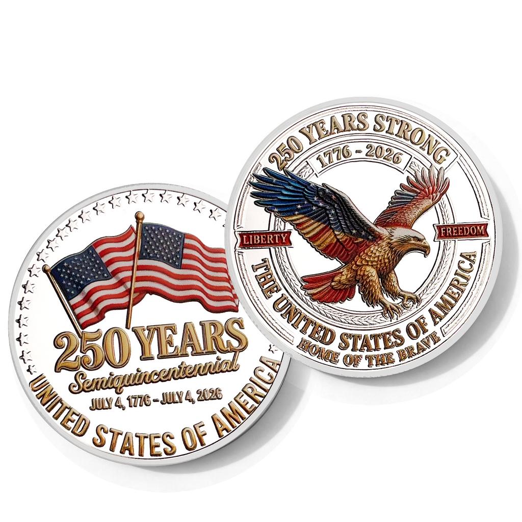 250th Anniversary Commemorative Coin Independence Day Founding Medal Challenge Coin Embossed Metal Coin Color Printed Badge
