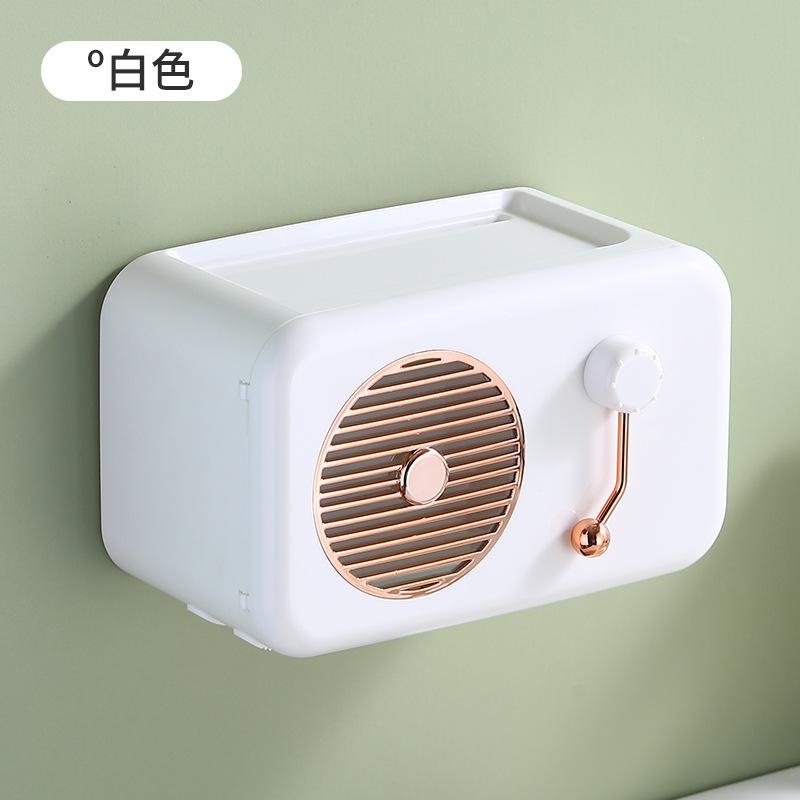 Creative radio tissue box wall mounted multifunctional tissue holder waterproof and dustproof face wash towel storage box