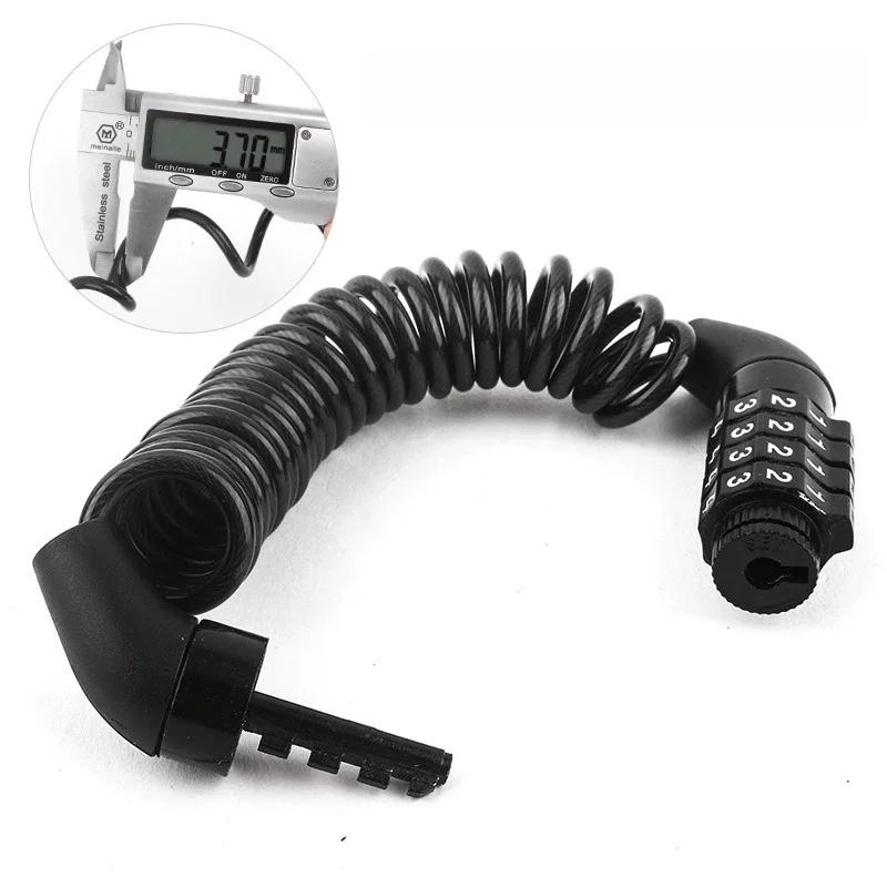 Motorcycle Bicycle Anti-Theft Chain 4-Digit Password Combination Helmet Lock Safety Portable Cable Lock Durable Wire Rope