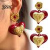 Elegant Earrings Red Heart Dangle Love Drop Sensitive Ears