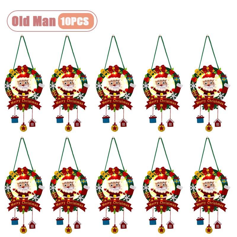 Handgemachter Kinder DIY Weihnachts-Kranz Leuchtende LED-beleuchtete Feiertagsdekoration Weihnachtsbaumschmuck Geschenk Klassenzimmer Weihnachts-Bastelarbeit