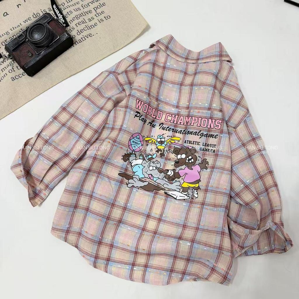 Girls' Plaid Shirt & Star Jeans Set - Stylish Korean Spring/Autumn Wear 2026