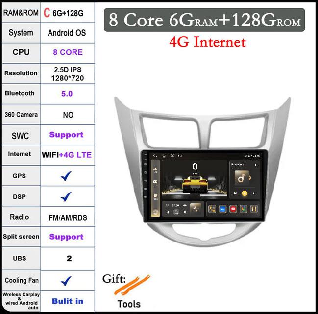 9 Lnch For Hyundai Solaris 2010 -2016 2.5D Touch Screen Car Radio Video Multimedia Navigation GPS IPS 4G Wifi Stereo Auto
