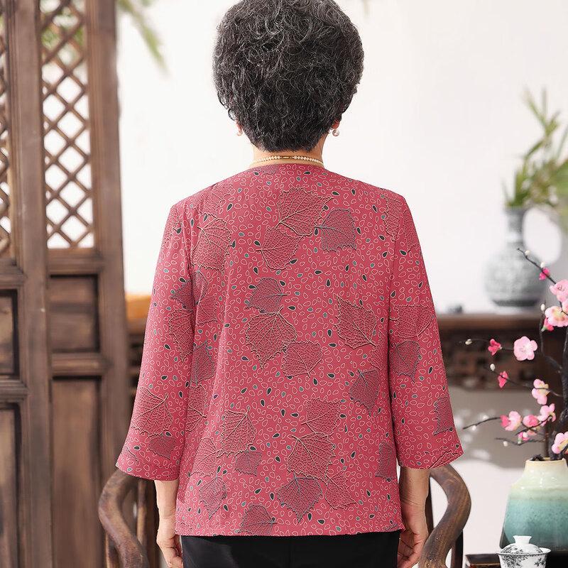 Datang Furen Elderly Women's Summer Breathable Blouse Set