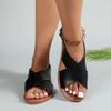 Women's Plus Size Cross Strap Flat Sandals Minimalist Retro Style Wide Strap Beach Slide Sandals