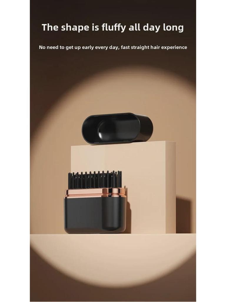 Mini Wireless Hair Comb & Curler: Gentle, Ionic Heat-Free Styling for Effortless, Safe Straightening & Curling