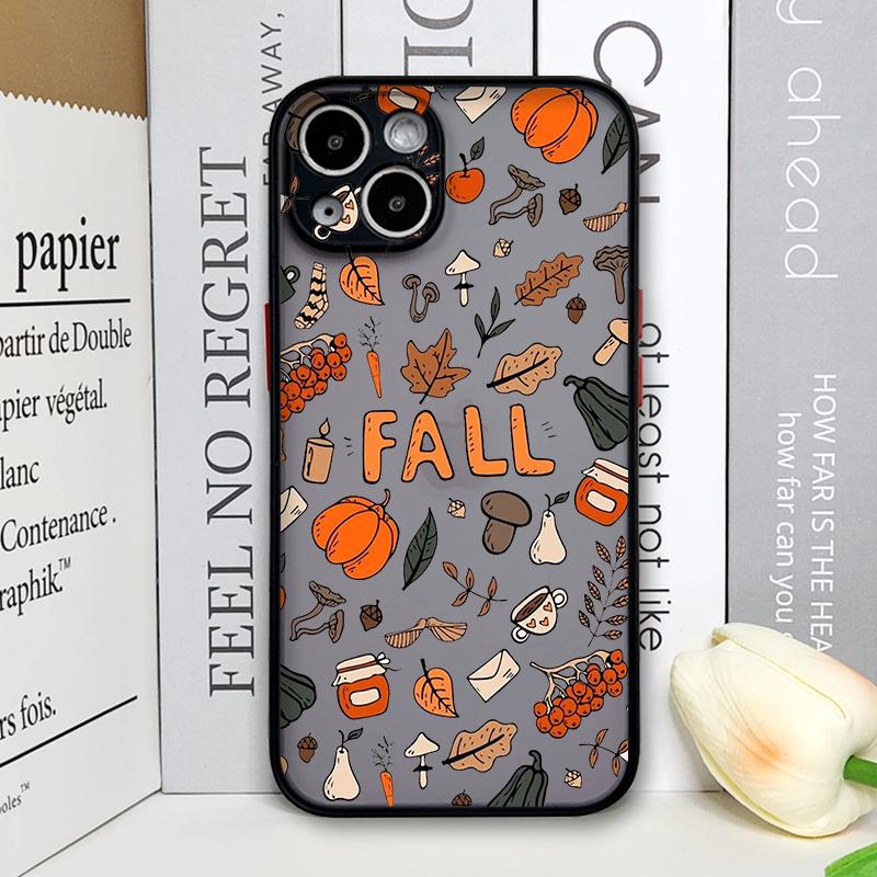 Cartoon Autumn Maple Leaf Pumpkin Coffee Phone Case for Samsung Galaxy S25 Ultra S24 Fe S23 S22 Plus S21FE Shockproof Soft Cover