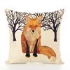 Decorative Cushion Cover Squirrel Bird Bear Fox Animal Printed Cotton Linen Pillowcase Couch Sofa Pillow Cover Living Room Decor