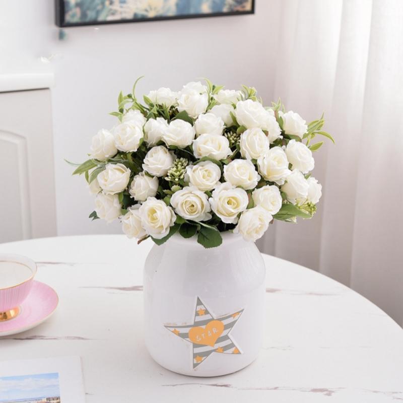 Silk Red Rose Bouquet Artificial Flowers Wedding Accessories Peony Fake Flower DIY for Wedding Party Table Vase Home Decoration