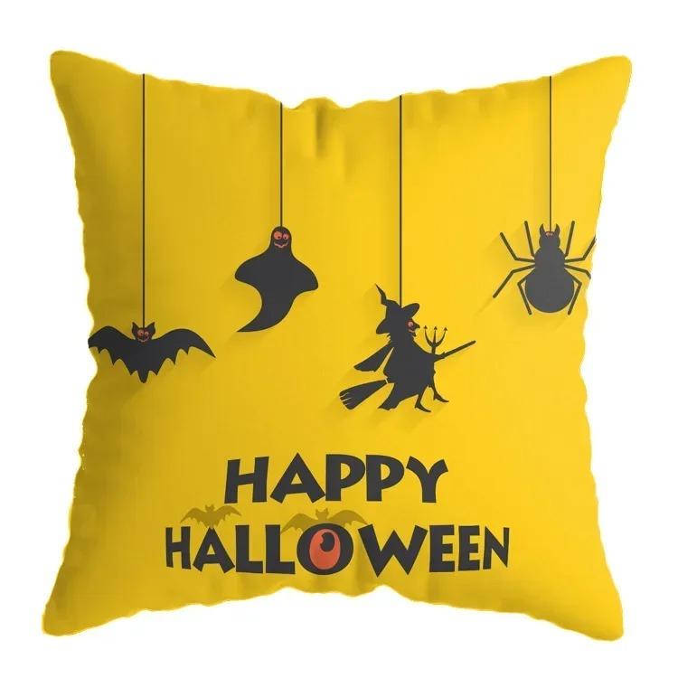Home Decor Halloween-Themed Cushion Covers With Spooky Scenes Pattern Cushion Cover Suitable For Sofa Bedroom Car Pillow Cover