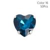 50Pcs/Pack Heart Shape Glitter Sewing Rhinestones Sew On With Silver Claw Glass Crystal Stones 8mm Diamond Beads Ornament