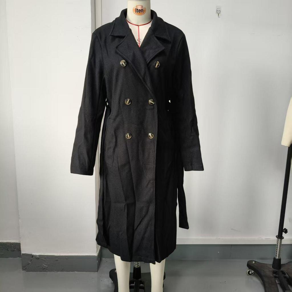 2025 Fall/Winter Women's Wool Double-Breasted Tie Coat