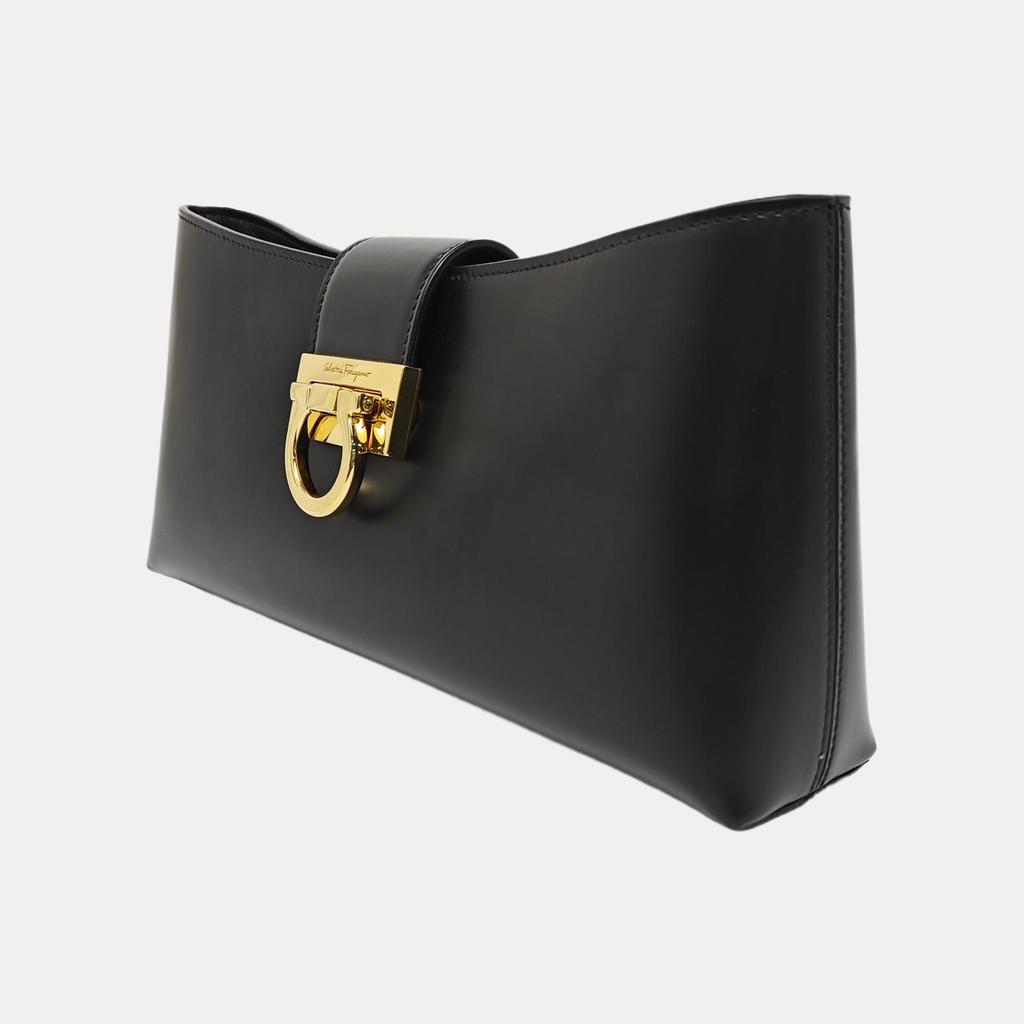 [Pre-Owned] Trifolio Commuter Solid Color Gold Buckle Leather Chain Shoulder Bag - Good #1QQ57HR