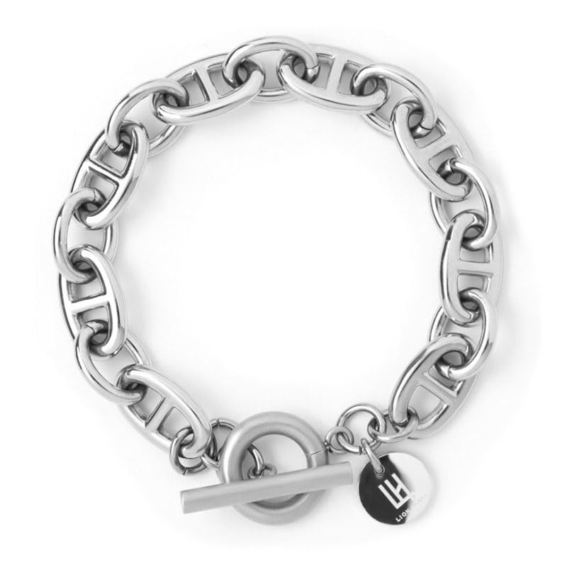

Wrapped Various Chain Bracelet Anchor Surgical Stainless Steel 316L Marina Chain Hypoallergenic to Metal Comes with Custom Pouch Brand [Lion Heart] срібний