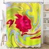 Stylish Modern Bathroom Shower Curtain with Abstract Floral Design for Home Decor Green, Red Yellow Colors 72 x 78 Inches Long S