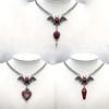 Gothic Exaggerated Red Drip Glaze Vampire Bat Magic Mirror Heart Coffin Cross Pendant Necklace for Women Halloween Party Jewelry