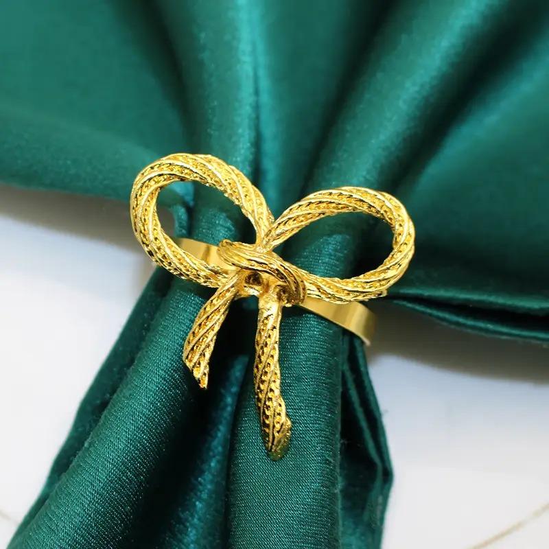 Bow Tie Napkin Rings Metal Table Decor Simple Elegant Design for Christmas Wedding Valentine's Day Party Dining Table Decor