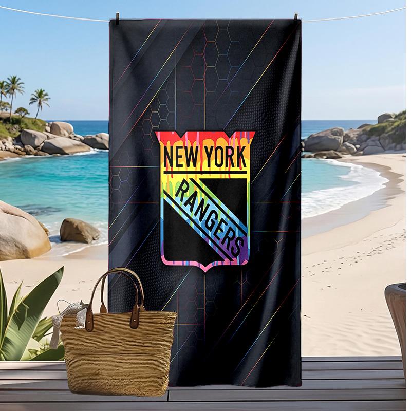 Asciugamano da Spiaggia Stampa New York Rangers Morbido Portatile Asciugatura Rapida?Asciugamano Asciutto Per Piscina Vacanza Estiva Sport all'Aperto