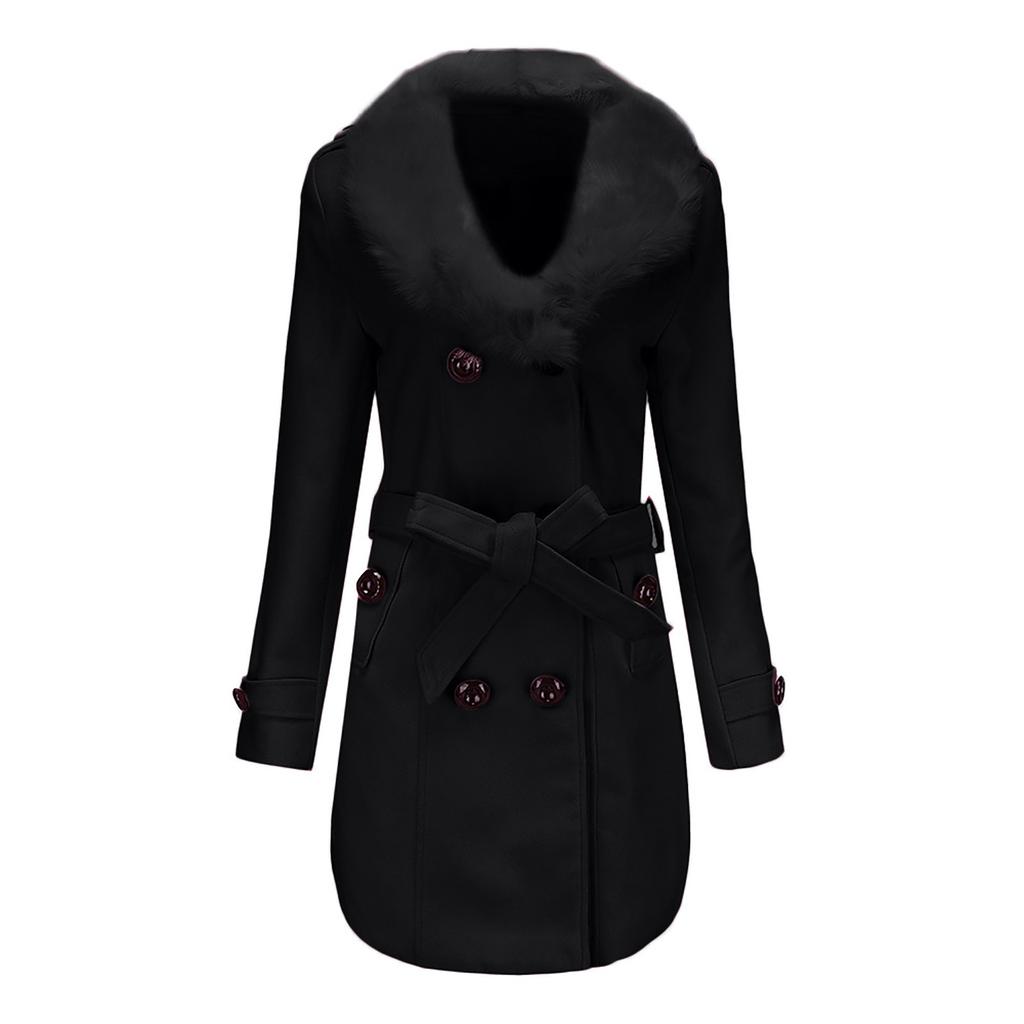 Elegante Cappotto di Lana da Donna, Cappotto di Lana Coreano a Doppio Petto di Media Lunghezza con Colletto (a disposizione )