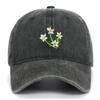 Korean 2025 Floral Embroidered Curved Brim Baseball Cap for Women - Sun Protection & Face Slimming Design