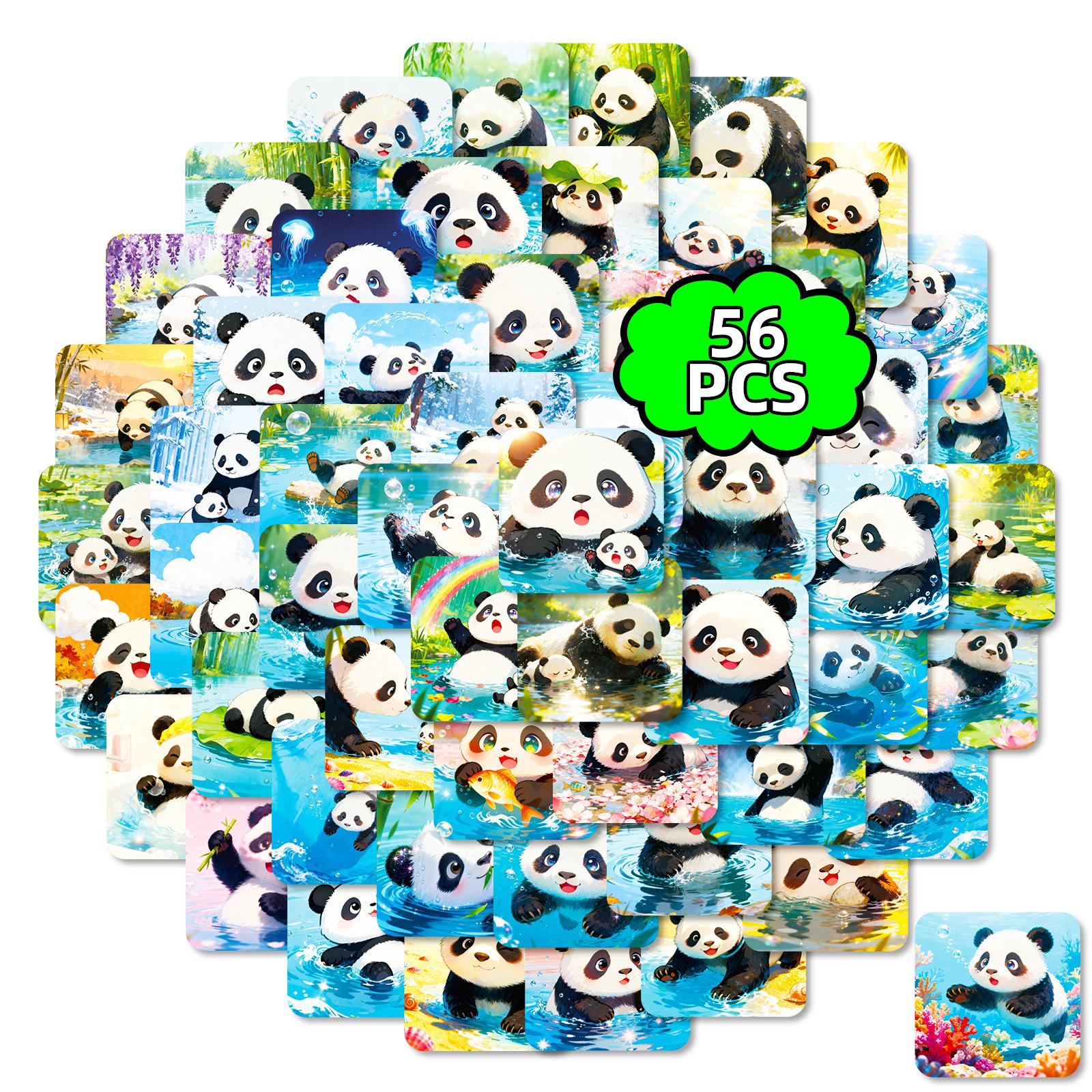 

56 Cartoon Panda Fun Graffiti Stickers Round Panda Cool Water Hand Account Computer Cute Material Stickers