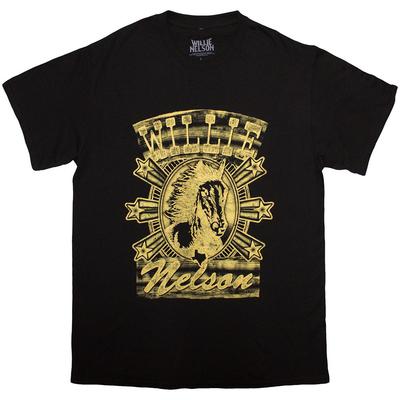 Willie Nelson Unisex T-Shirt: Horse (Black) (Large)