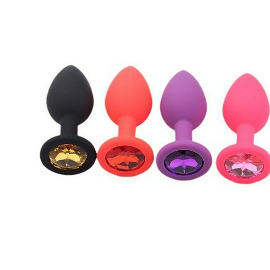 Silicone Anal Plug with Diamonds - Unisex Dilator & Beads Toy