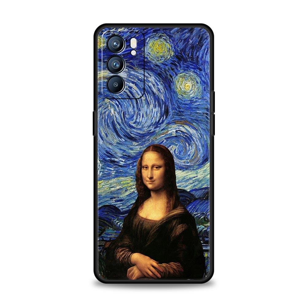 Mona Lisa Van gogh Oil Art Case For Oppo Find X6 X5 A54 A53 A52 A9 A15 A95 A17 A16 A76 A74 A57 Reno7 Reno6 Pro Plus 5G Cover