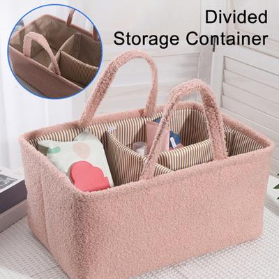 Baby Windel Caddy Organizer Kinderzimmer Aufbewahrungskorb Große Kapazität Windel Organizer mit Verstellbarem Trenner für Baby Zubehör Feuchttücher Spielzeug