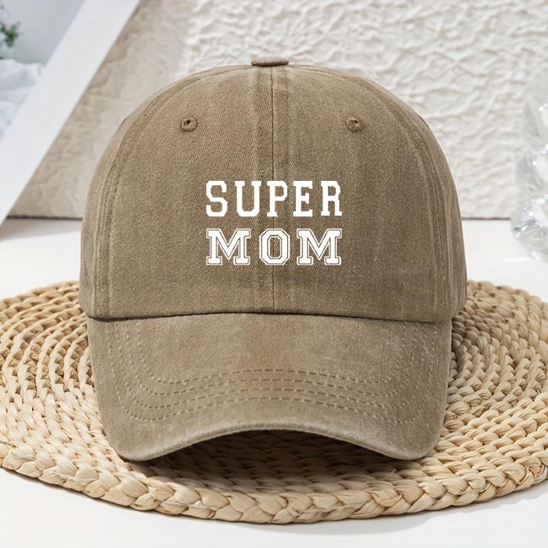 Super Mom letter printed vintage washed baseball cap with soft top and outdoor curved brim casual headpiece