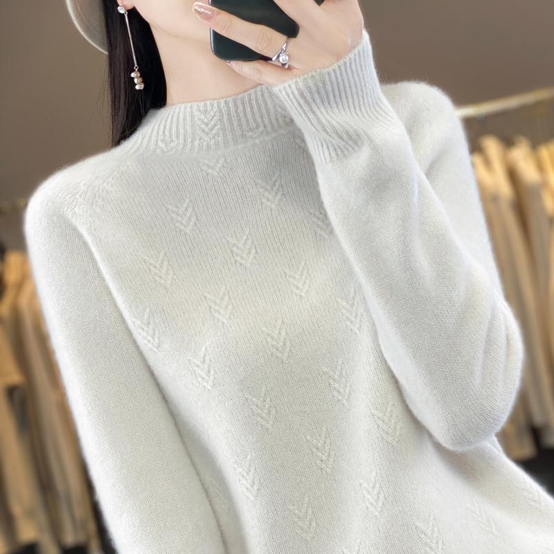 Dámský kašmírový svetr Kašmír Qinghe 30% kašmír 70% vlna podzimní a zimní pulovr hřejivý a módní