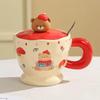 Cute Bear Ceramic Mug with Lid & Spoon