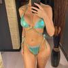 Diamond Rhinestones PU Faux Leather Bikini Female Swimsuit Women Swimwear Two-pieces Bikini Set Bather Bathing Suit Swim