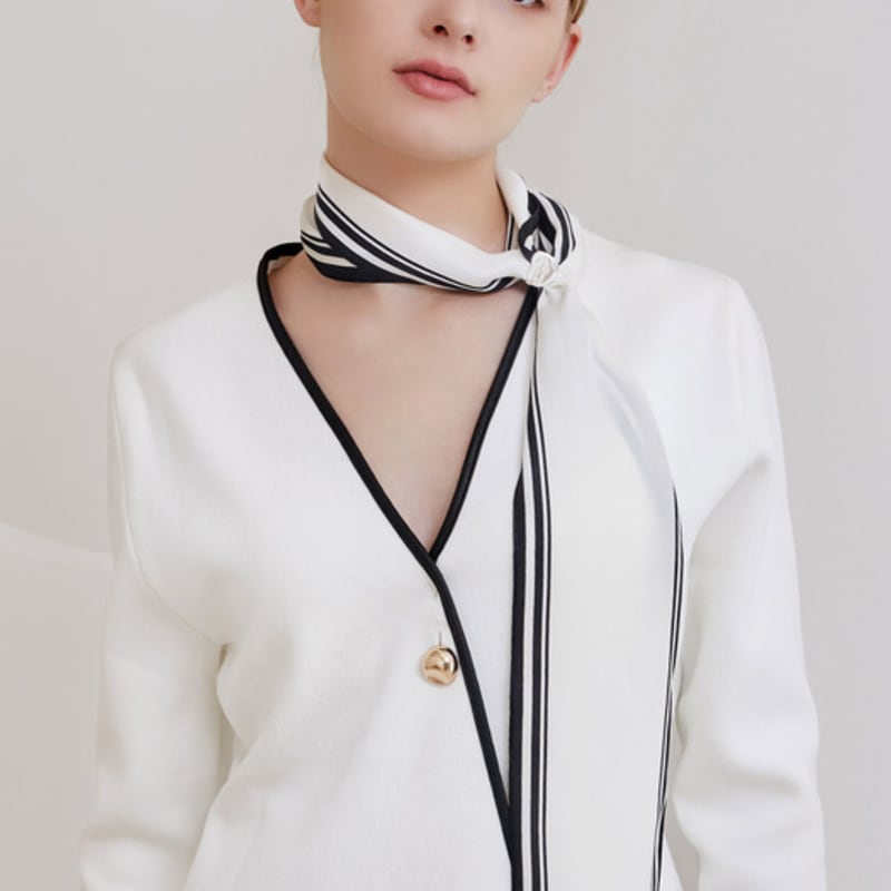 TOU [Set] NC037 Solid Chiffon Silk Scarf & Scarfring