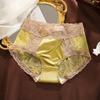 Fang Tangjing Light Luxury Lady Satin Women's Underwear Mid-waist Splicing Lace Edge Large Size Hip-wrapped Briefs Women's Foreign Trade