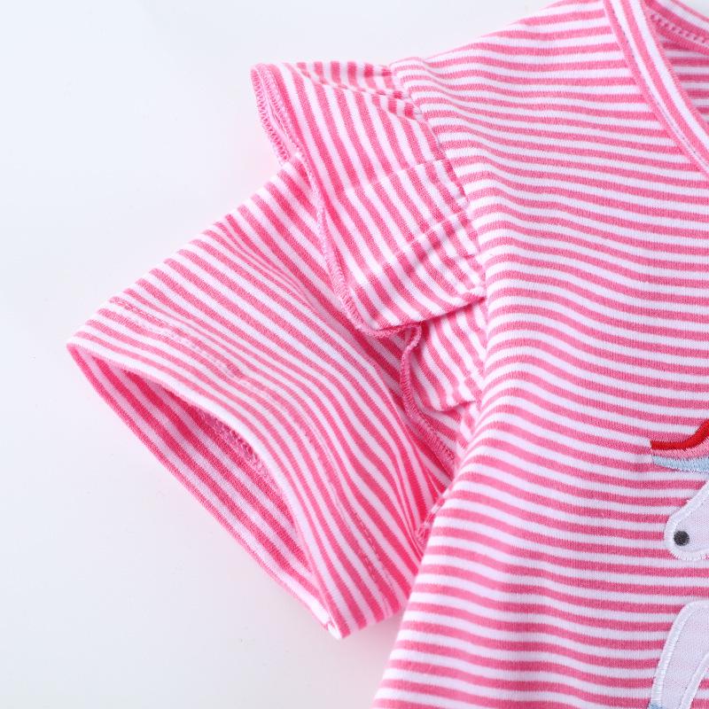 Sommer-T-Shirt für Mädchen: Süßes Muster, Rundhalsausschnitt, Kurzer Ärmel, Europäischer & Amerikanischer Stil für Kleine bis Mittlere Kinder.