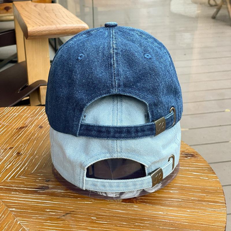 Leopard print splicing denim baseball cap children's new wide brim show face small couple hip-hop cap male tide