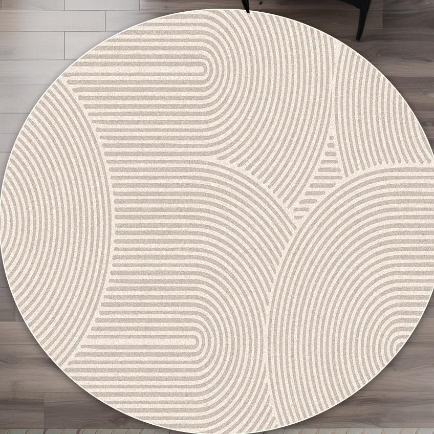 Einfacher Stil Runder Teppich Wohnzimmer Streifen Dekoration Waschbar Große Größe Teppich Badezimmer Garderobe Rutschfest Kurzer Samt Bodenmatte