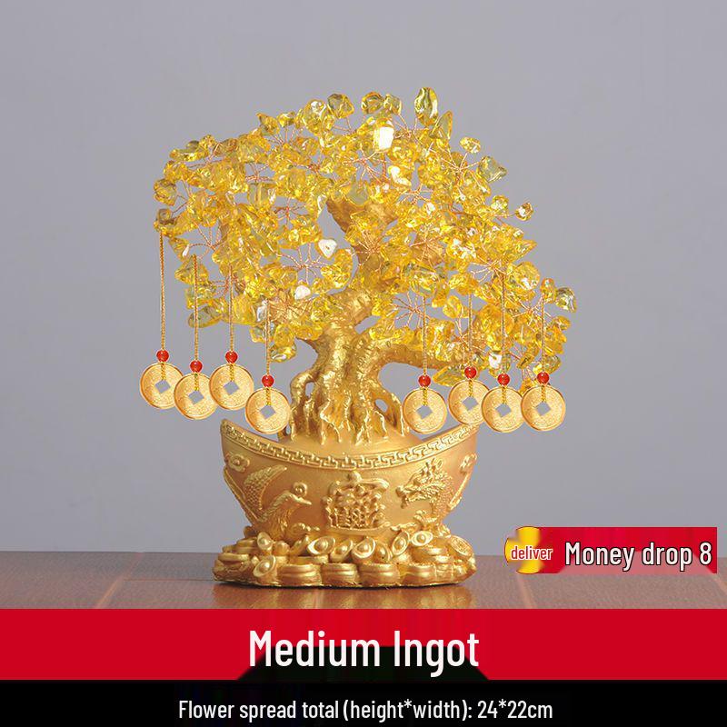Glückbaum Citrin Ornament für Wohnzimmerdekoration oder Eröffnungsgeschenk