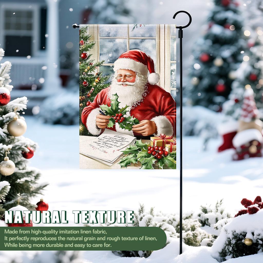 Santa Claus Garden Flag 12x18 Inch Double Sided for Courtyard Outdoor Welcome Flag Decoration (Excluding flagpole)