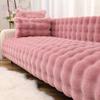 Luxury Winter Rabbit Plush Non-slip Leather Sofa Cushion & Cover