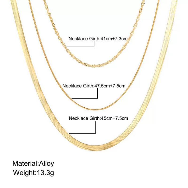 Stainless Steel Double Layer Necklace For Women  Non-Fading Gold Color Blade Snake Chain Chokers Necklace Female Jewelry