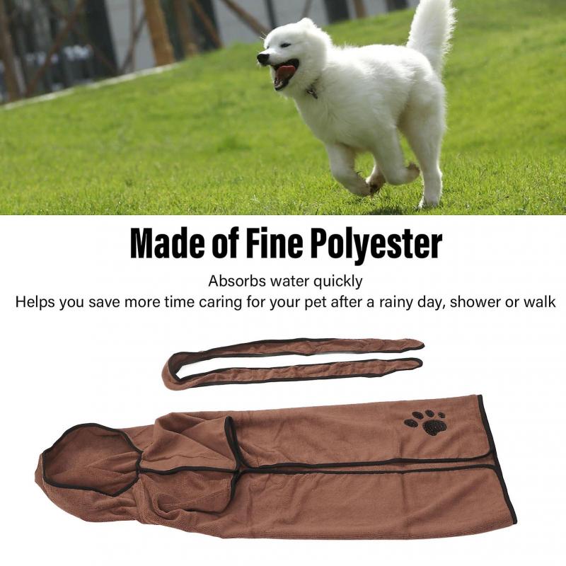 Dog Towel Bathrobe Strong Absorbent Soft Warm Pet Dog Drying Coat with Waistband for Cat L 