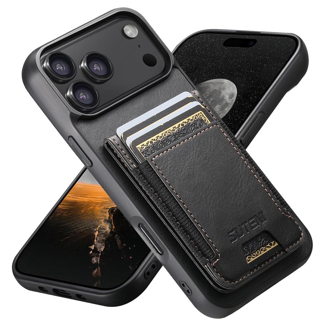 Universal Leather Phone Case with Card Holder & Stand - Compatible with Apple 17ProMax, Google 10ProXL, Samsung Models