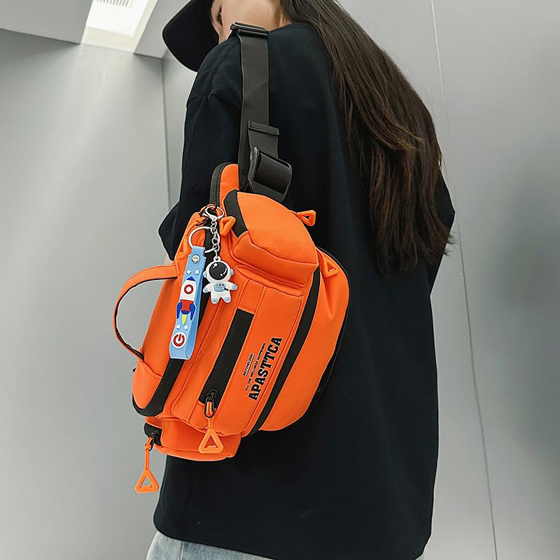 Tooling locomotive trendy cool men's breast bag fashionable Harajuku large capacity riding shoulder messenger fanny pack