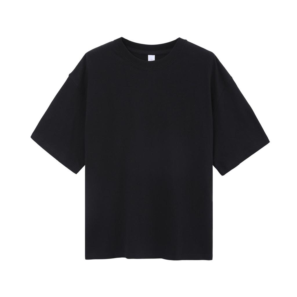 250g Weißes Verdicktes Baumwoll-T-Shirt mit Überschnittärmeln Übergröße Große Größe Locker Kurzärmelig Paar Kleid